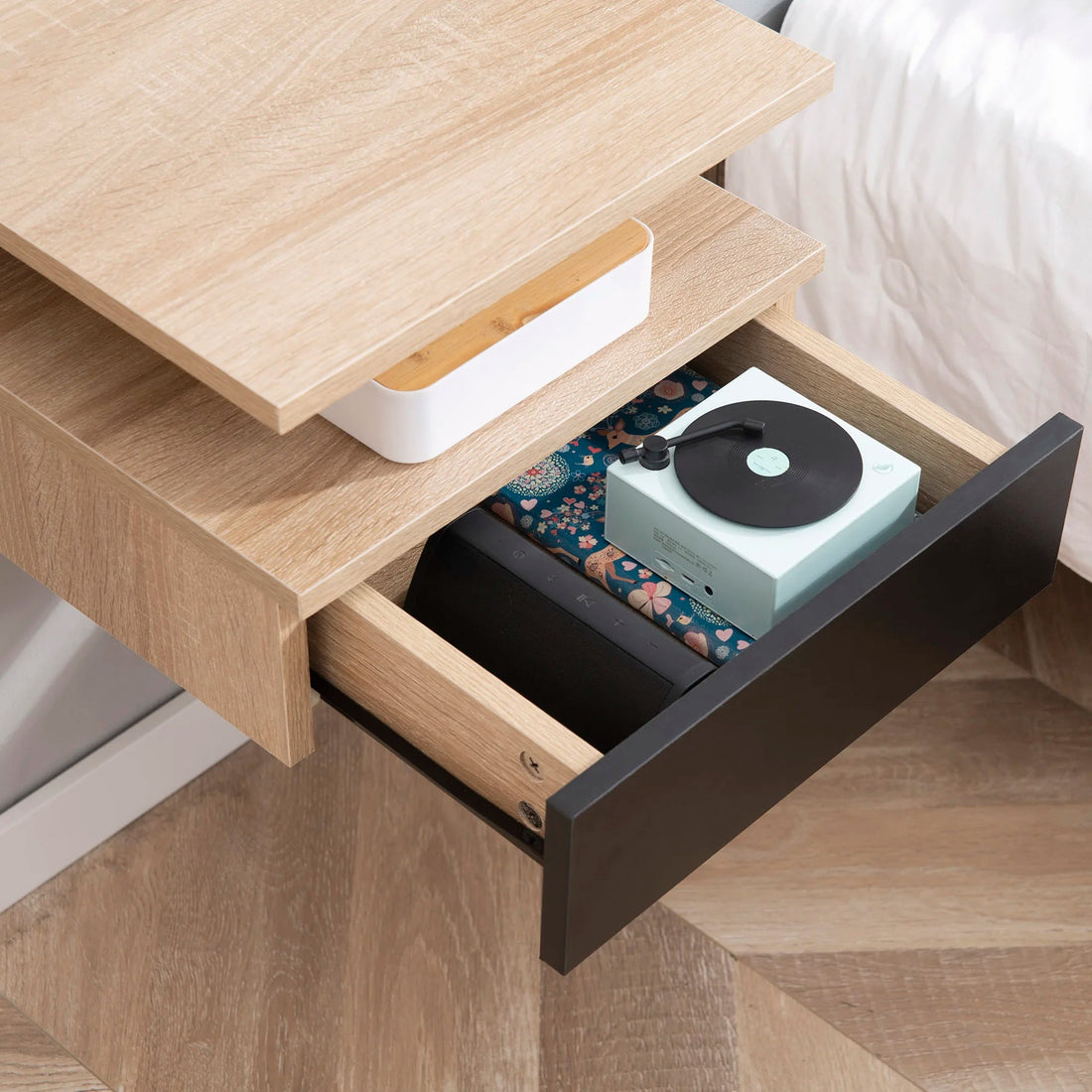 Table de nuit flottante de luxe lot de 2 ensembles - 35X32X22.5 cm - vente privée 14:774Natural;200007763:201336342