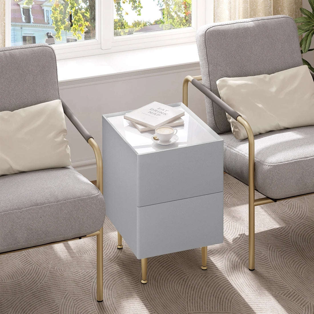Table de nuit grise pour canapé ou chambre 1 pièce - vente privée 14:29;200007763:201336101;5:10001406430x40x51cm