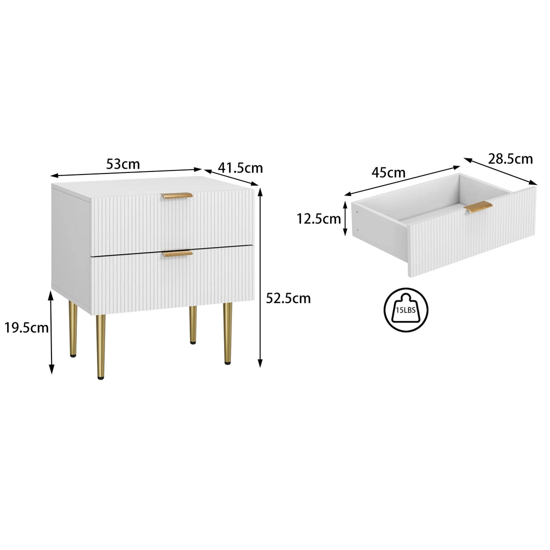 Table de nuit industriel moderne pour chambre à 2 tiroirs - 1 Piece - vente privée 14:29A;200007763:201336101