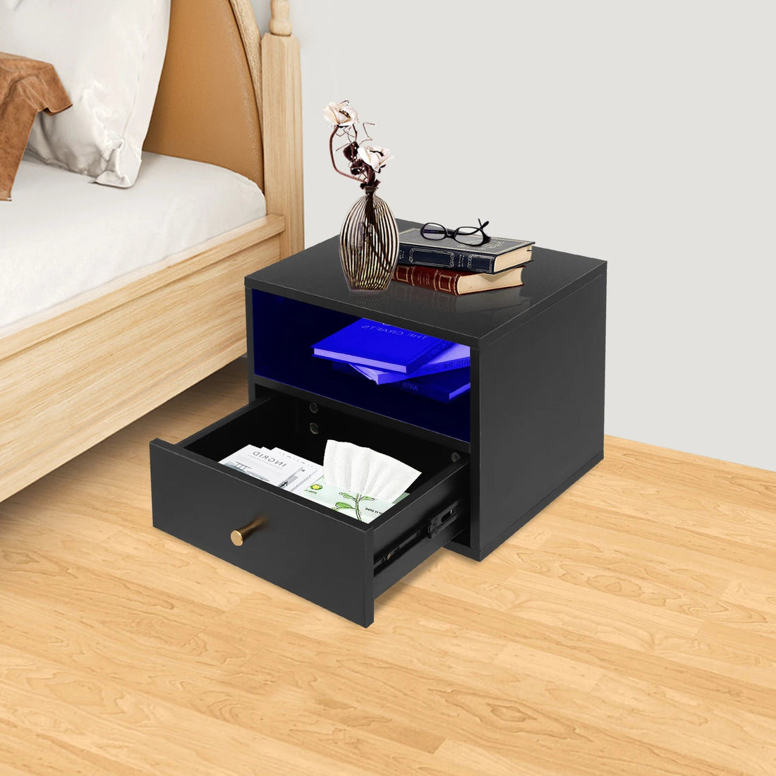 Table de nuit métal et panneaux de particules - 45*30*35cm - vente privée 14:193;200007763:201336101