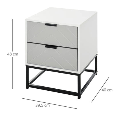 Table de nuit moderne blanche et gris 39.5X40X48 cm - vente privée 200007763:201336104