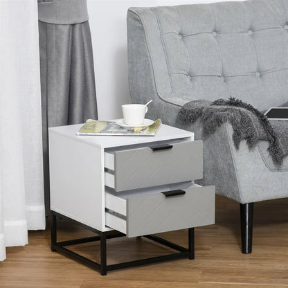Table de nuit moderne blanche et gris 39.5X40X48 cm - vente privée 200007763:201336104