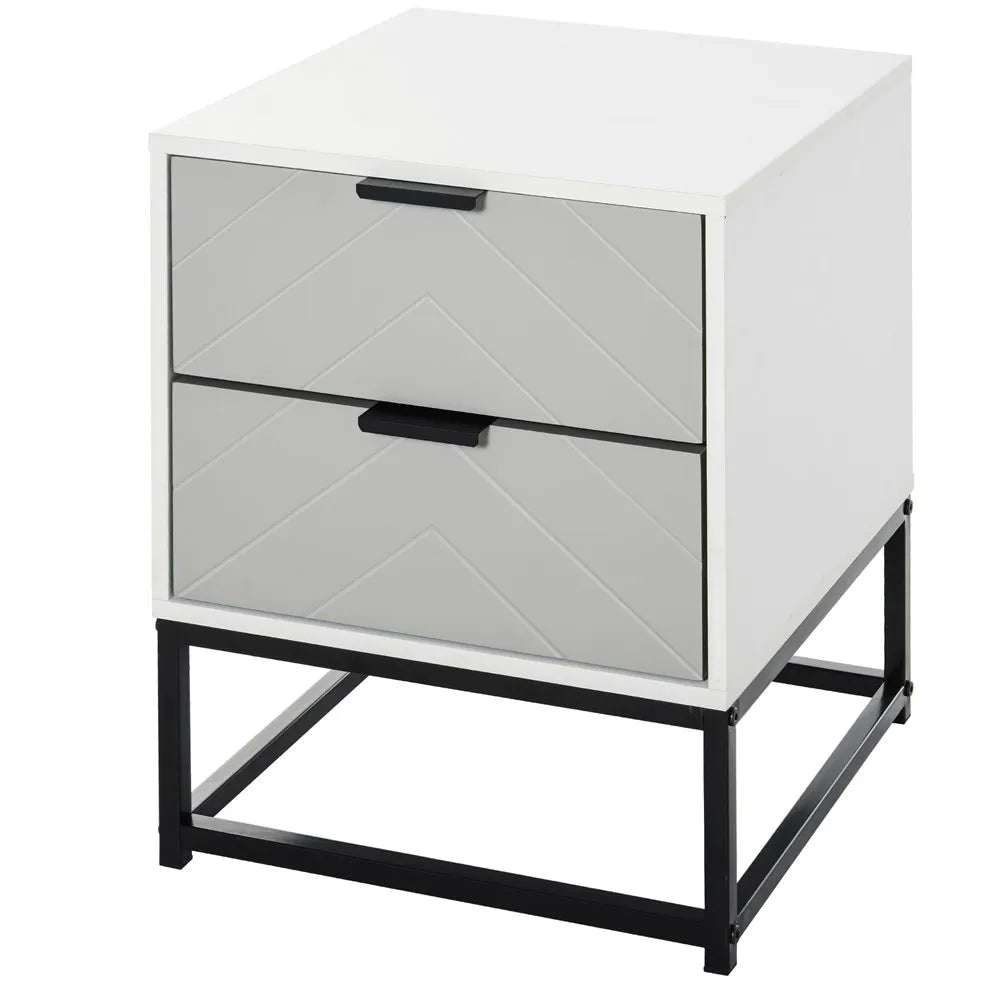 Table de nuit moderne blanche et gris 39.5X40X48 cm - vente privée 200007763:201336104