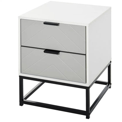 Table de nuit moderne blanche et gris 39.5X40X48 cm - vente privée 200007763:201336104