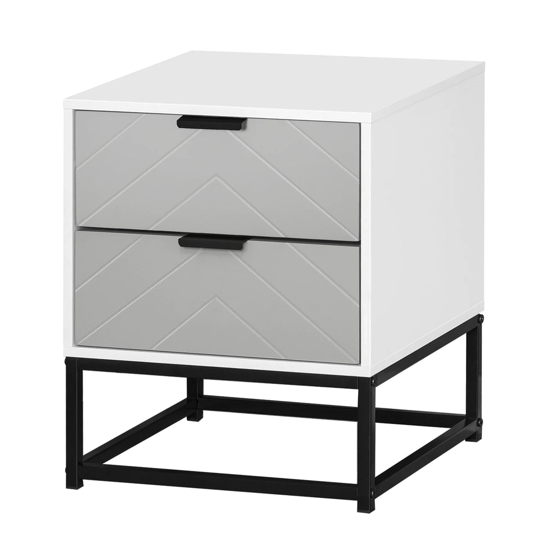 Table de nuit moderne blanche et gris 39.5X40X48 cm - vente privée 200007763:201336104