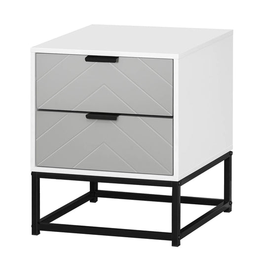 Table de nuit moderne blanche et gris 39.5X40X48 cm - vente privée 200007763:201336104