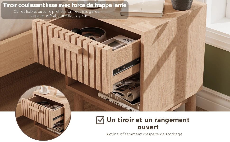 Table de nuit moderne en bois 2 ensembles - vente privée 14:200844060Drink color;200007763:201336342