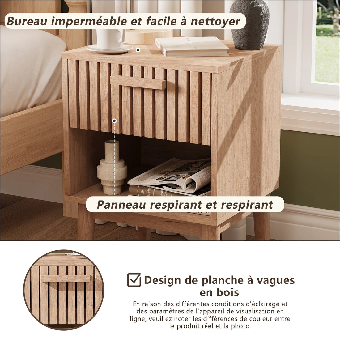 Table de nuit moderne en bois 2 ensembles - vente privée 14:200844060Drink color;200007763:201336342