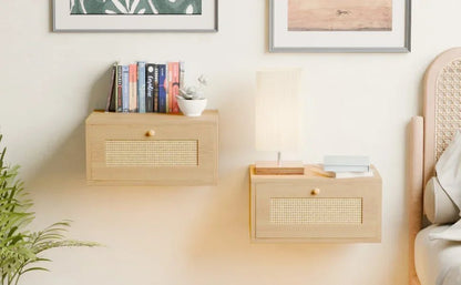 Table de nuit murale en bois avec tiroir - 14:292pcs Brown;200007763:201336101