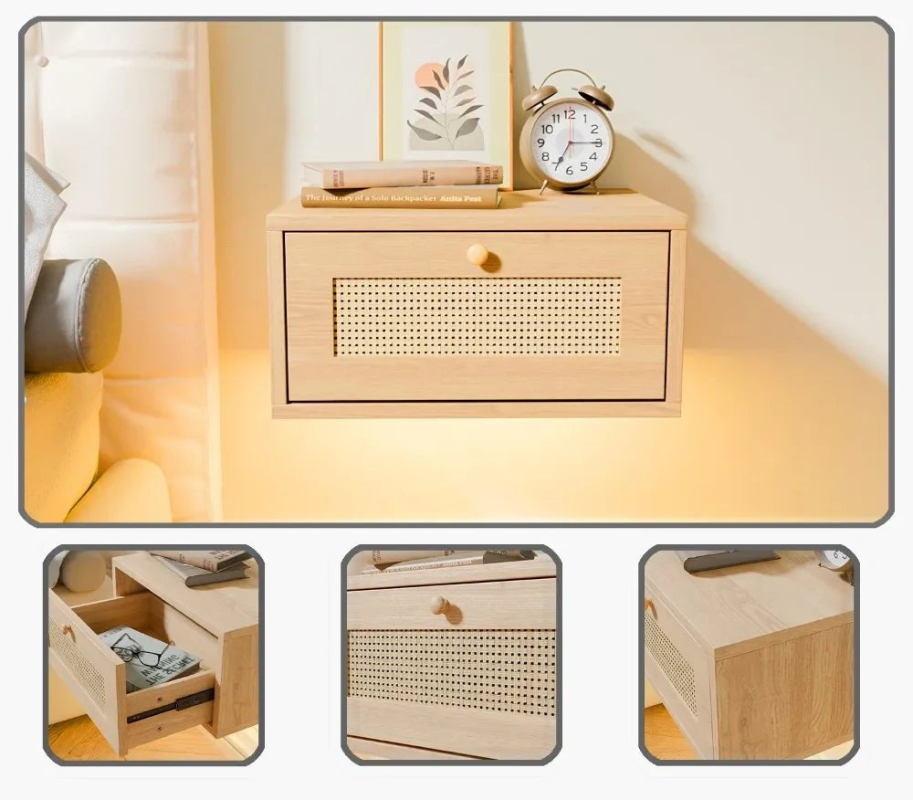 Table de nuit murale en bois avec tiroir - vente privée 14:292pcs Brown;200007763:201336101