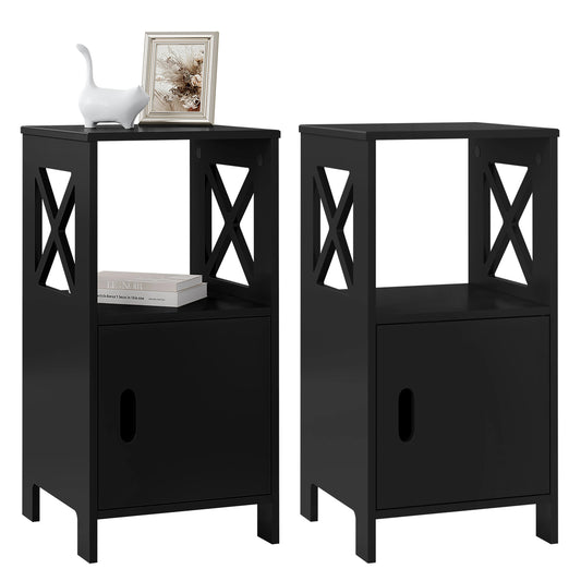 Table de nuit noir avec porte - lot de 2 ensembles - vente privée 14:193;200007763:201336101