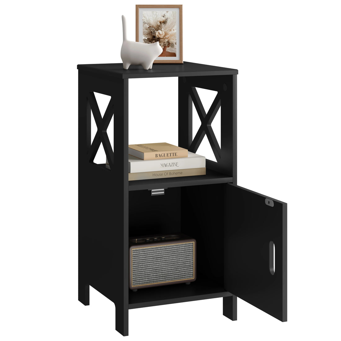 Table de nuit noir avec porte - lot de 2 ensembles - vente privée 14:193;200007763:201336101
