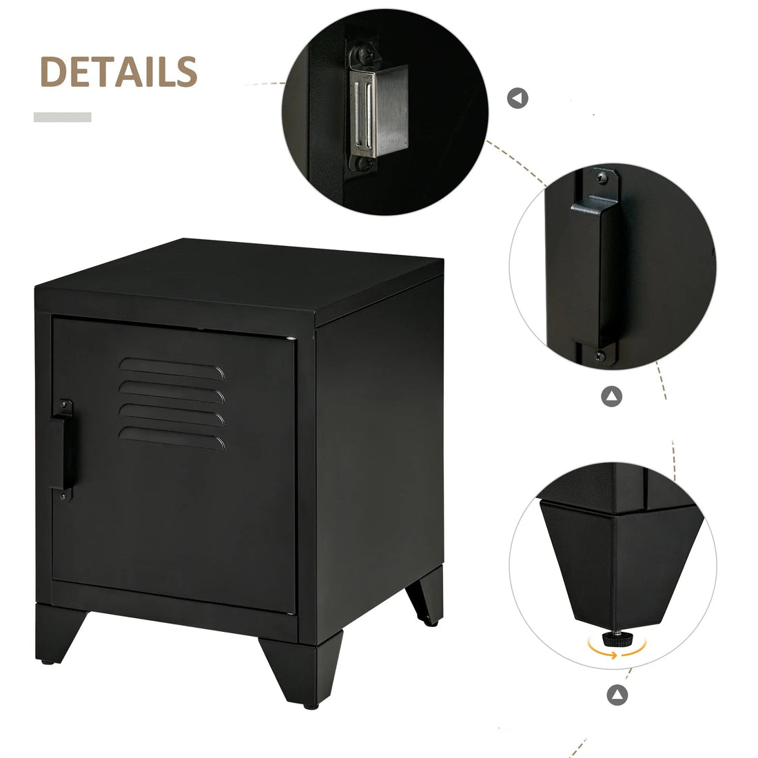 Table de nuit noir métal de dimensions 50 x 40 x 47.5 cm - vente privée 200007763:201336101