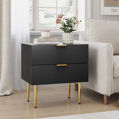 Table de nuit noire avec 2 tiroirs 1 Piece - vente privée 14:10black;200007763:201336342