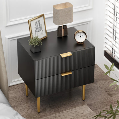 Table de nuit noire avec 2 tiroirs 1 Piece - vente privée 14:10black;200007763:201336342