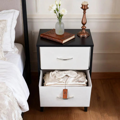 Table de nuit originale avec doubles tiroirs pour chambre à coucher - vente privée 14:10Gold-white