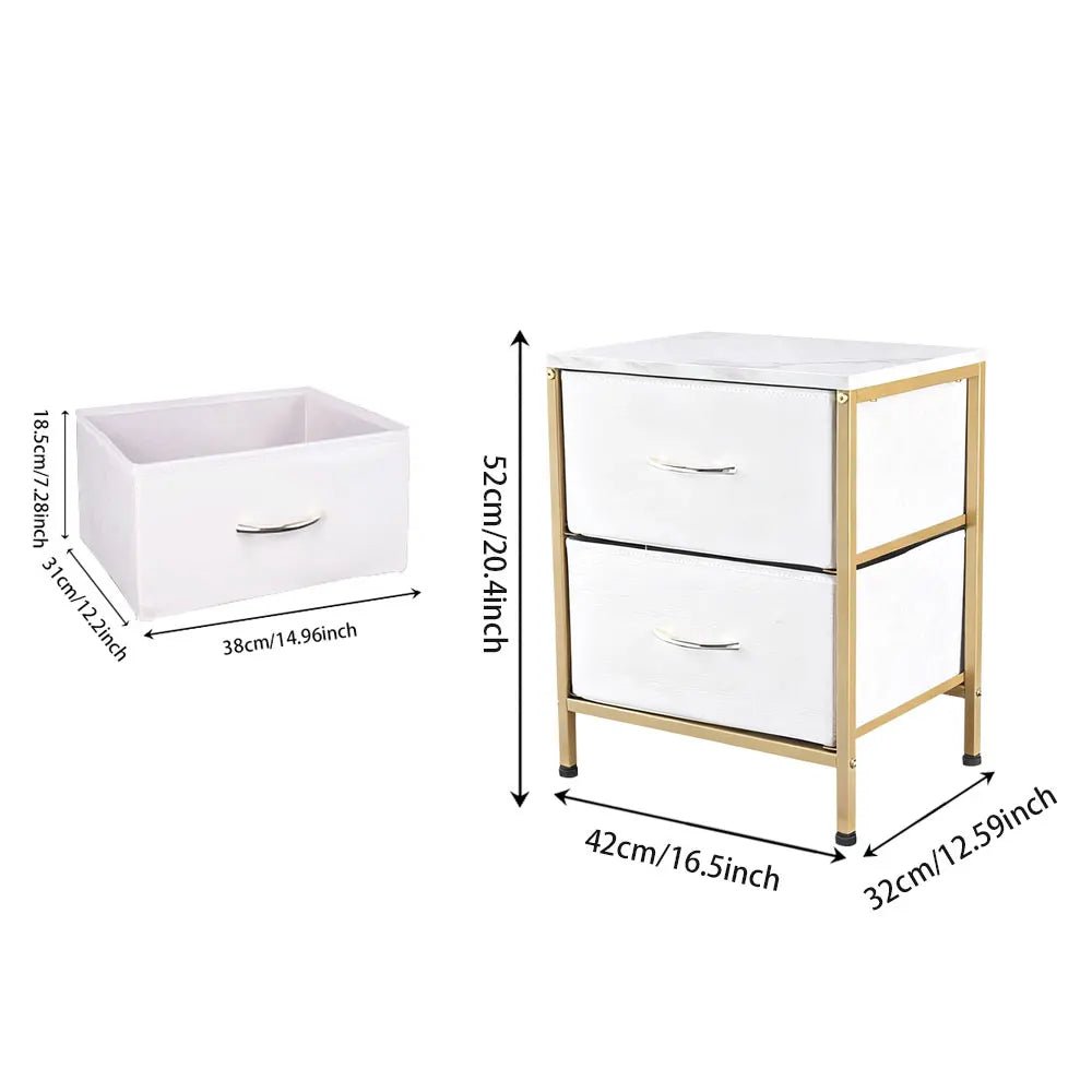 Table de nuit originale avec doubles tiroirs pour chambre à coucher - vente privée 14:10Gold-white