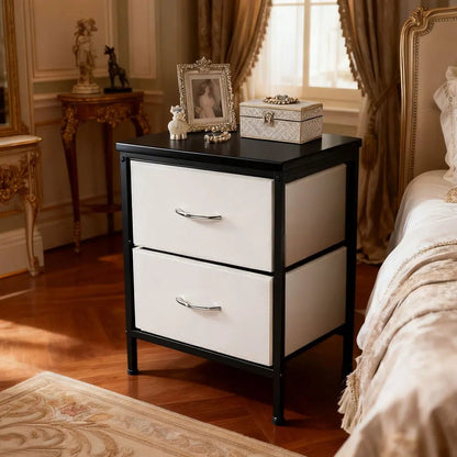 Table de nuit originale avec doubles tiroirs pour chambre à coucher - vente privée 14:10Gold-white