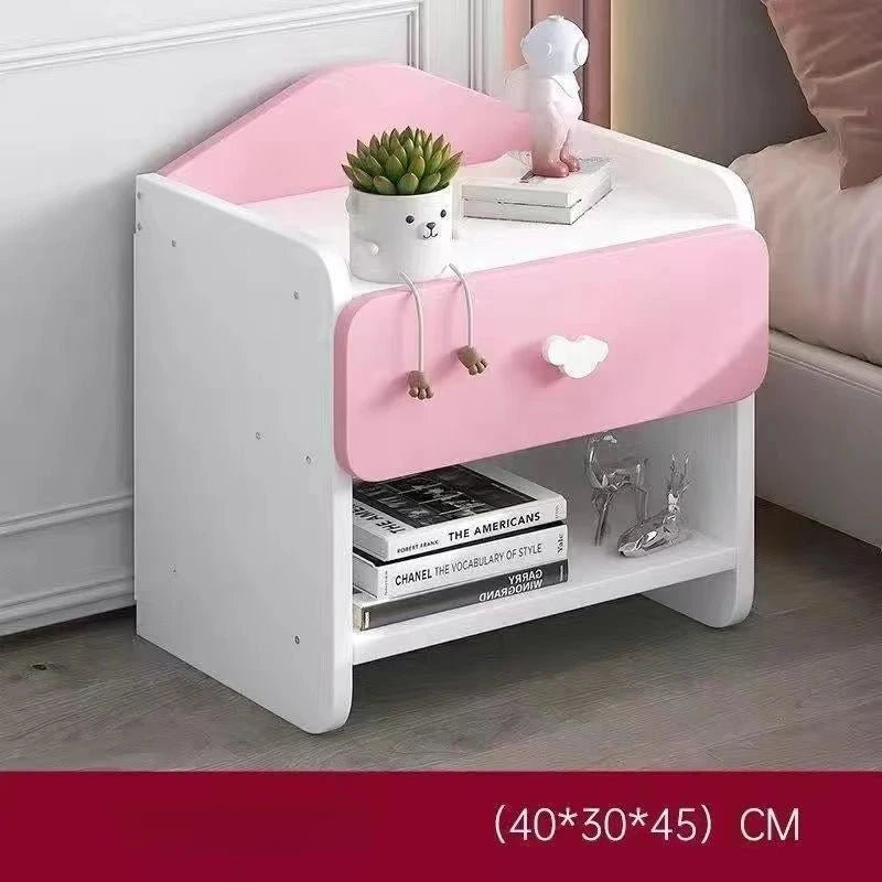 Table de nuit pour enfants à doubles tiroirs - vente privée 14:10Pink lower drawer