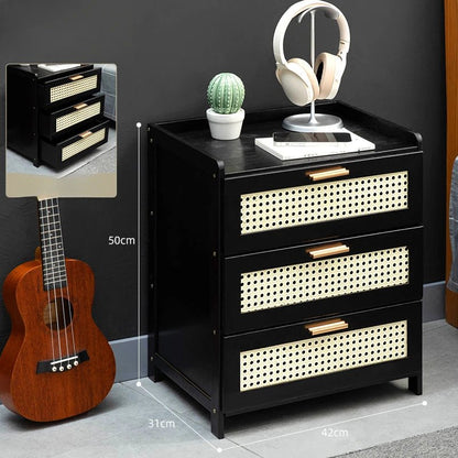 Table de nuit rangement rétro de couleur marron - vente privée 14:496black 3 drawers