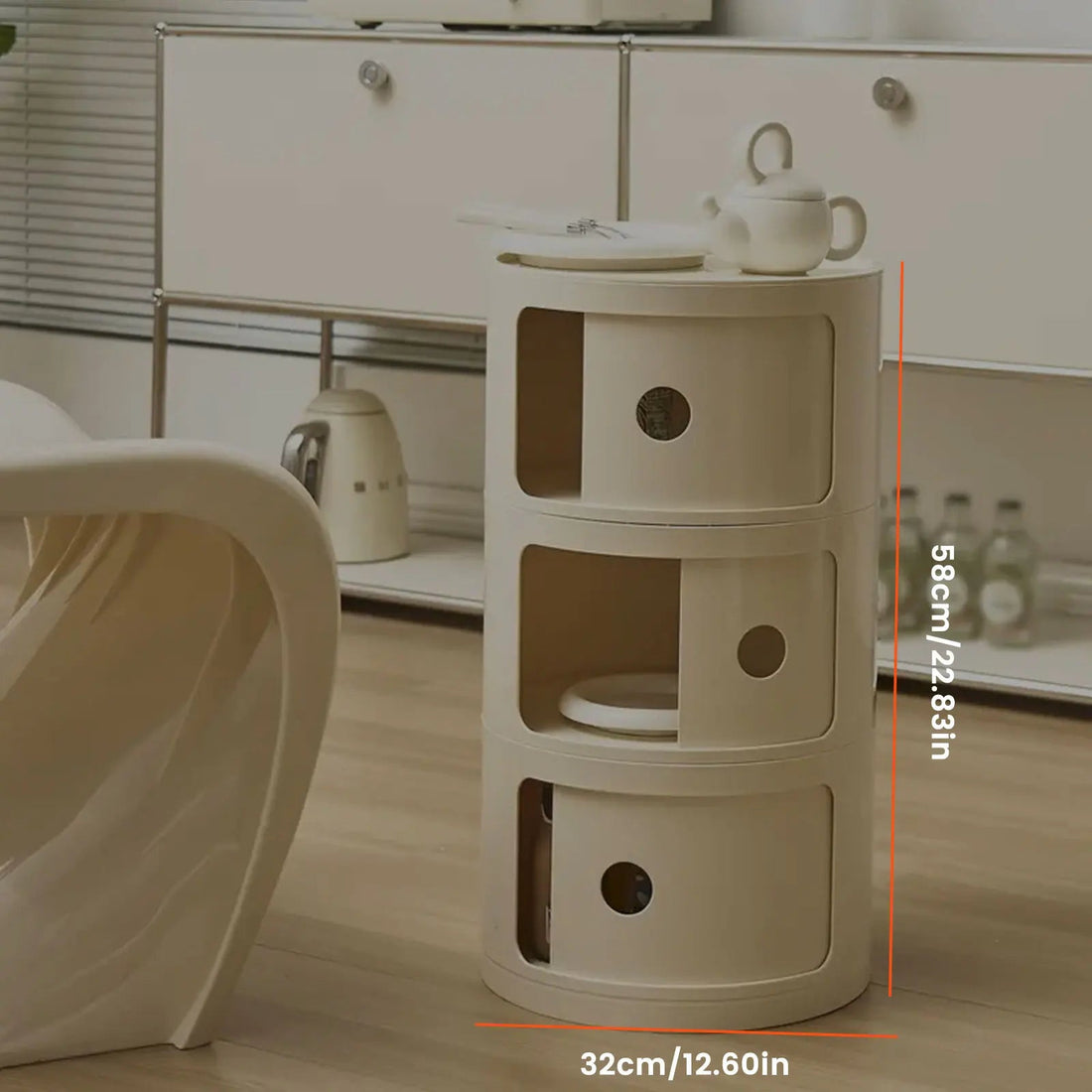 Table de nuit ronde avec 3 tiroirs - vente privée 14:29Round Bedside Cabinet;200007763:201336342