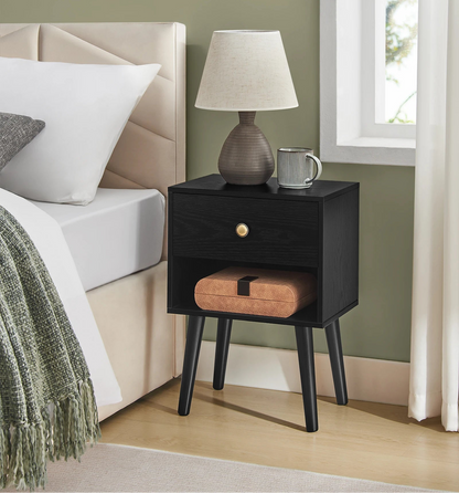 Table de nuit simple noir en bois - vente privée 14:193;200007763:201336342