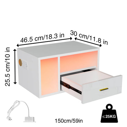 Table de nuit suspendue avec station de charge - vente privée 14:10White;200007763:201336101