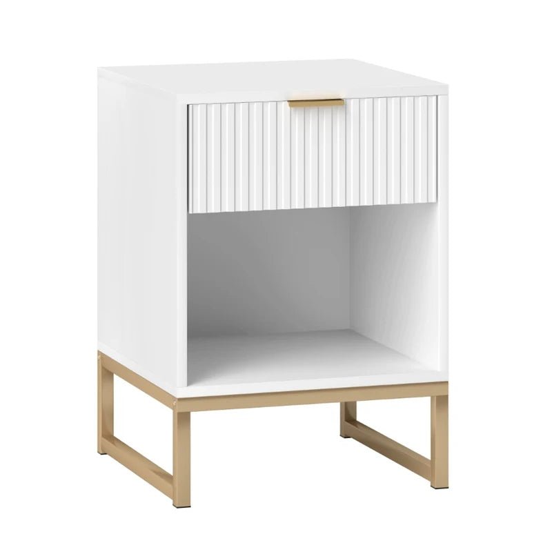 Table de nuit tiroir blanc 1 pièce - 40 x 40 x 57 cm - vente privée 14:29;200007763:201336101