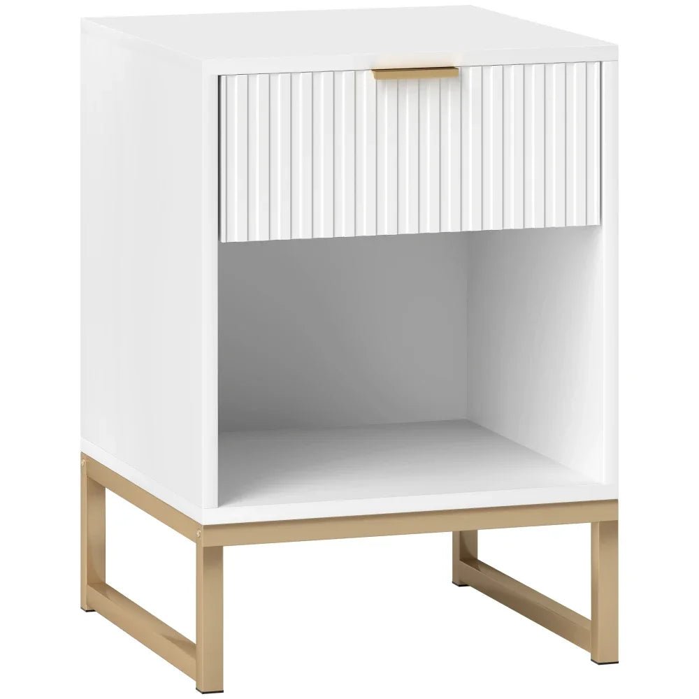 Table de nuit tiroir blanc 1 pièce - 40 x 40 x 57 cm - vente privée 14:29;200007763:201336101
