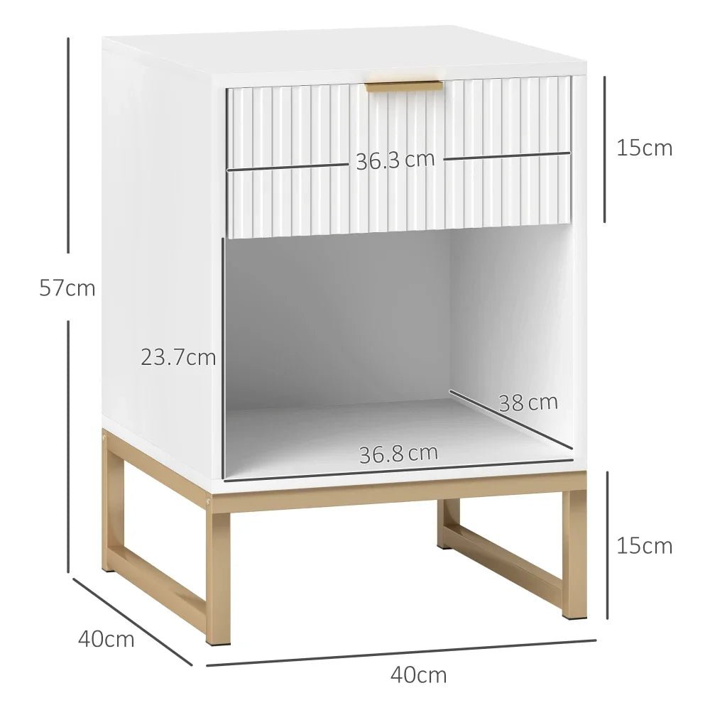Table de nuit tiroir blanc 1 pièce - 40 x 40 x 57 cm - vente privée 14:29;200007763:201336101
