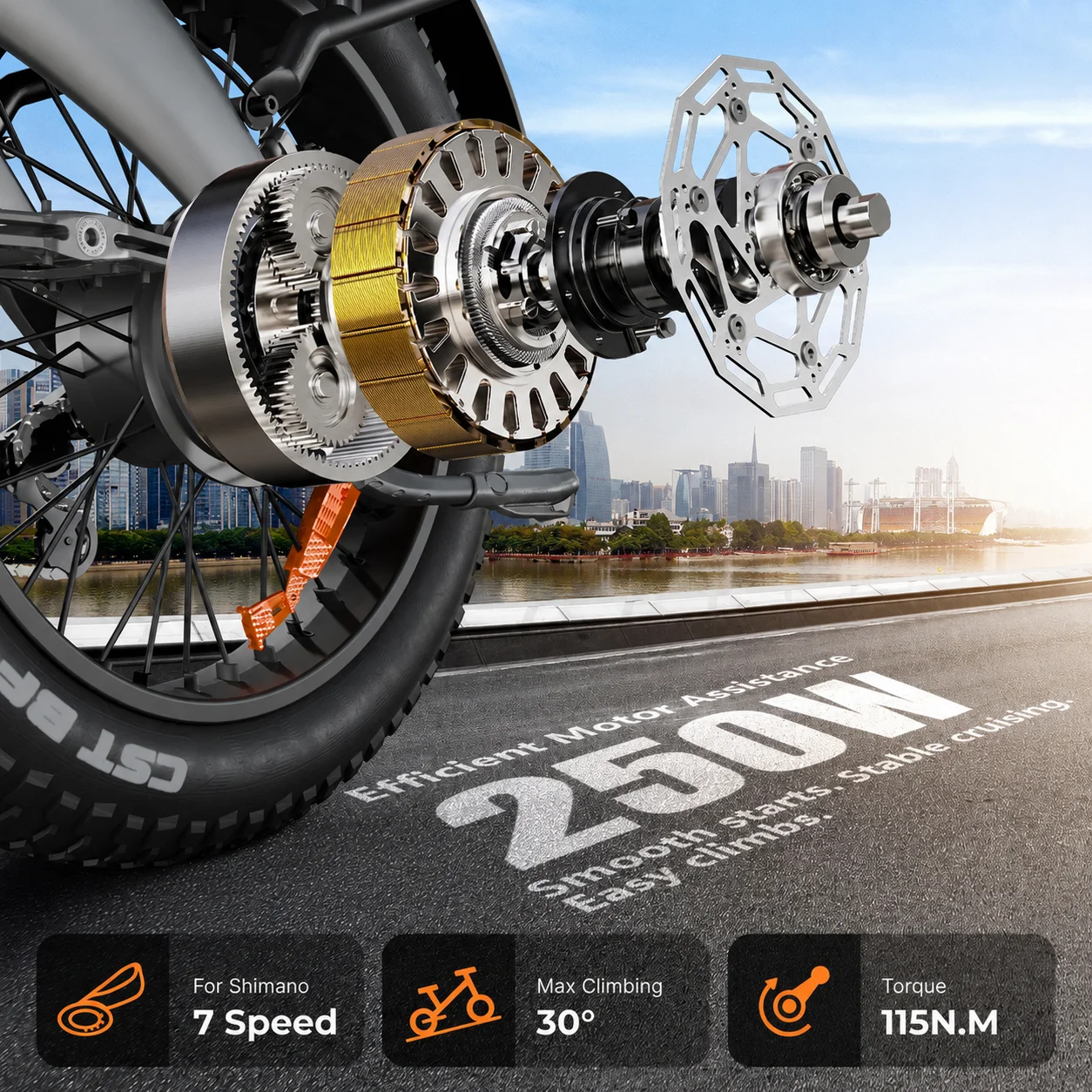 Vélo Électrique Adulte HX Q3 - Puissance 250W et Pneus Larges 20x4 Pouces image 3
