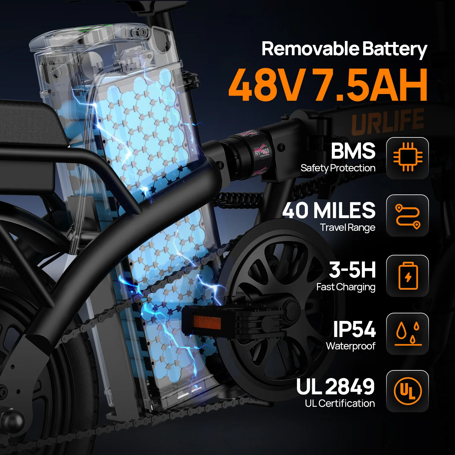 Vélo électrique pliable Urlife F1L 250W - Urbain et Tout-Terrain vue 2