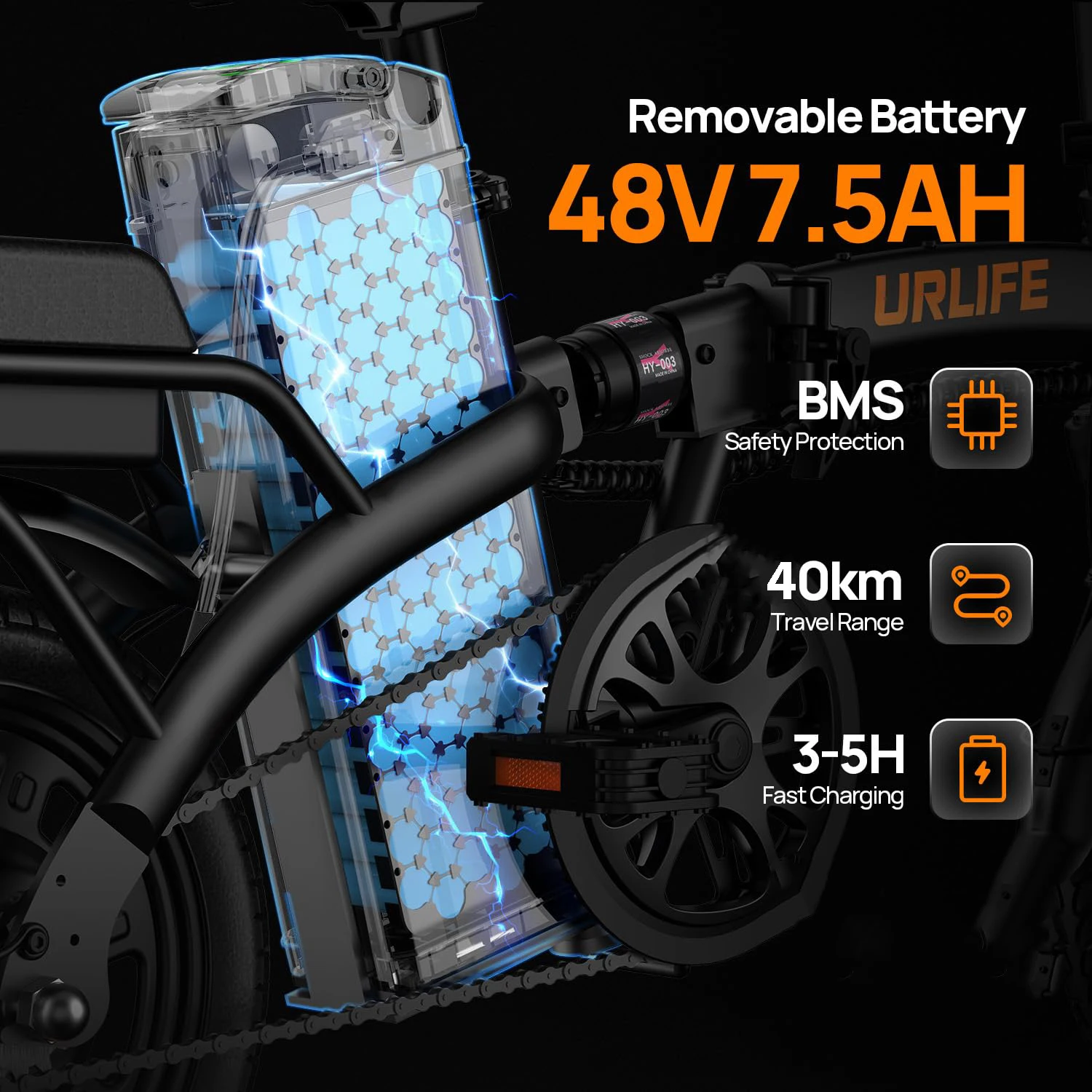 Vélo Électrique Pliable Urlife F1L 14 Pouces Moteur 250W Batterie 48V 7.5Ah image 4