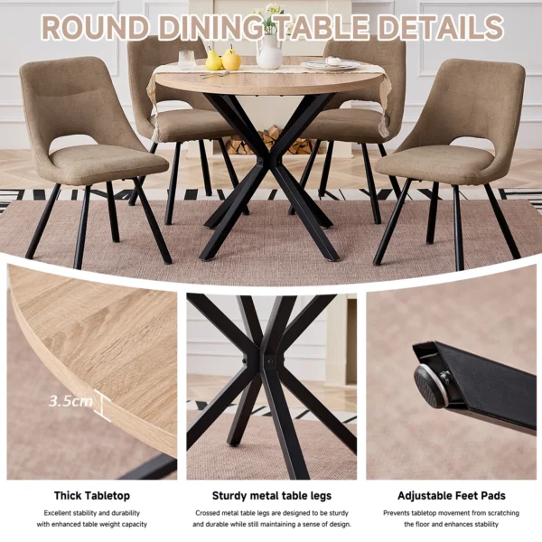 Table de salle à manger ronde style nordique EGOONM 100 cm plateau MDF vue 2