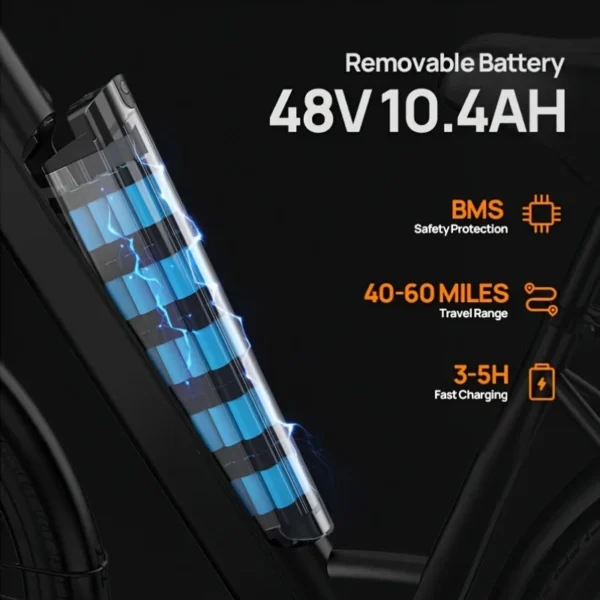 Vélo Électrique de Ville Urlife E26 - 750W 48V 10.4Ah Pneus 26 Pouces vue 2