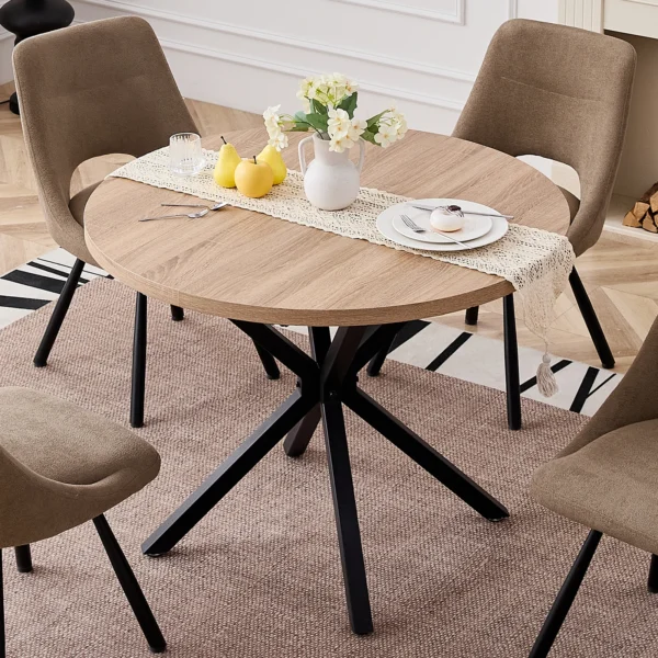 Table de salle à manger ronde style nordique EGOONM 100 cm plateau MDF
