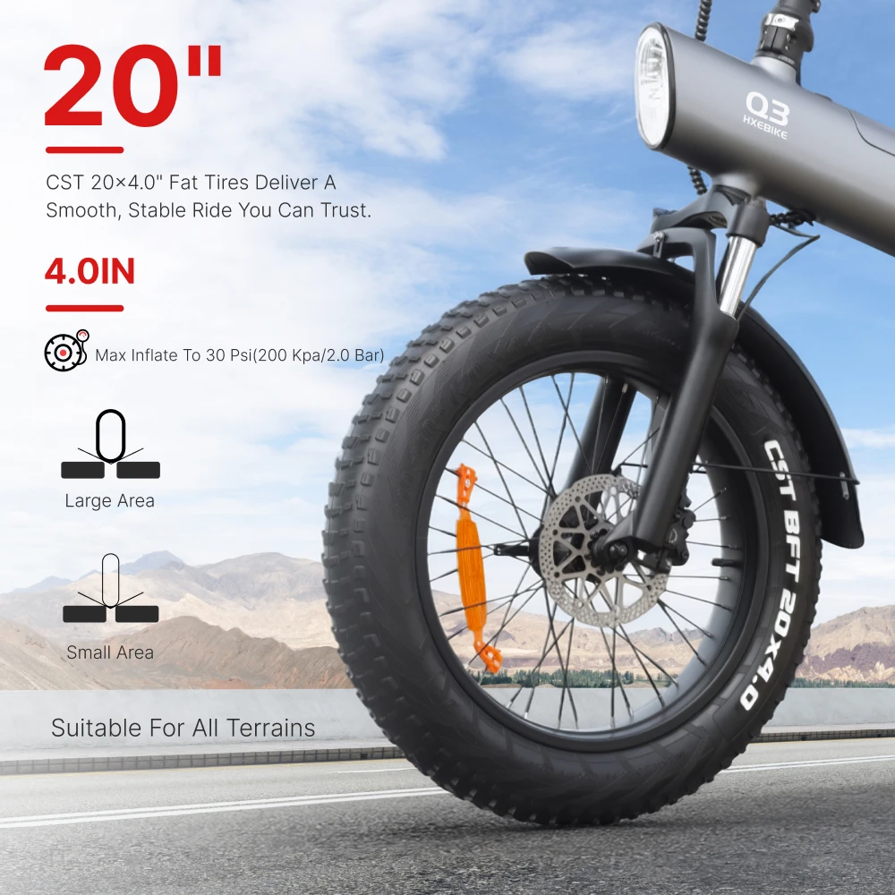 Vélo Électrique Adulte HX Q3 - Puissance 250W et Pneus Larges 20x4 Pouces image 7