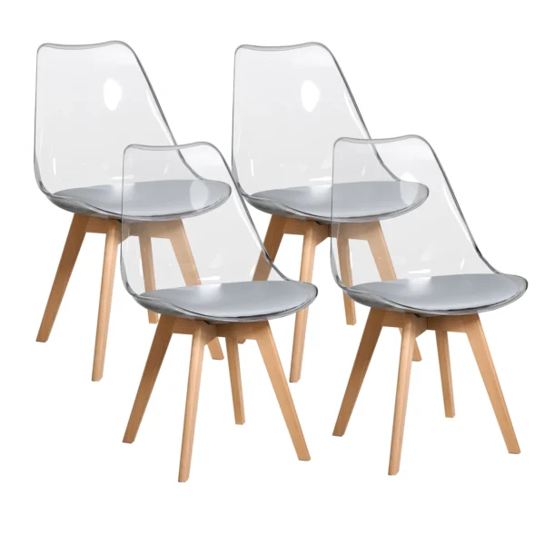 Ensemble de 4 chaises de salle à manger modernes avec coussin en similicuir et pieds en bois massif