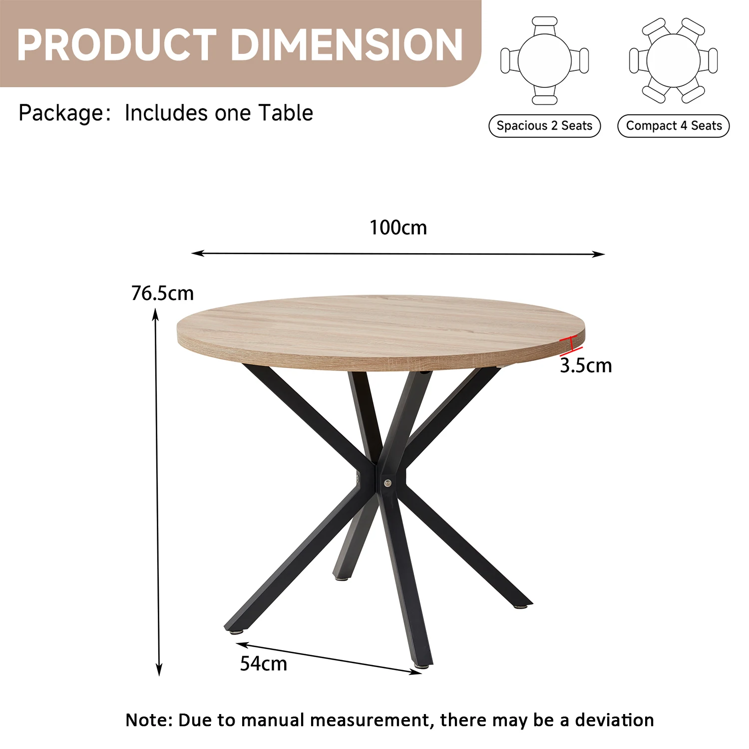 Table de salle à manger ronde style nordique EGOONM 100 cm plateau MDF image 6