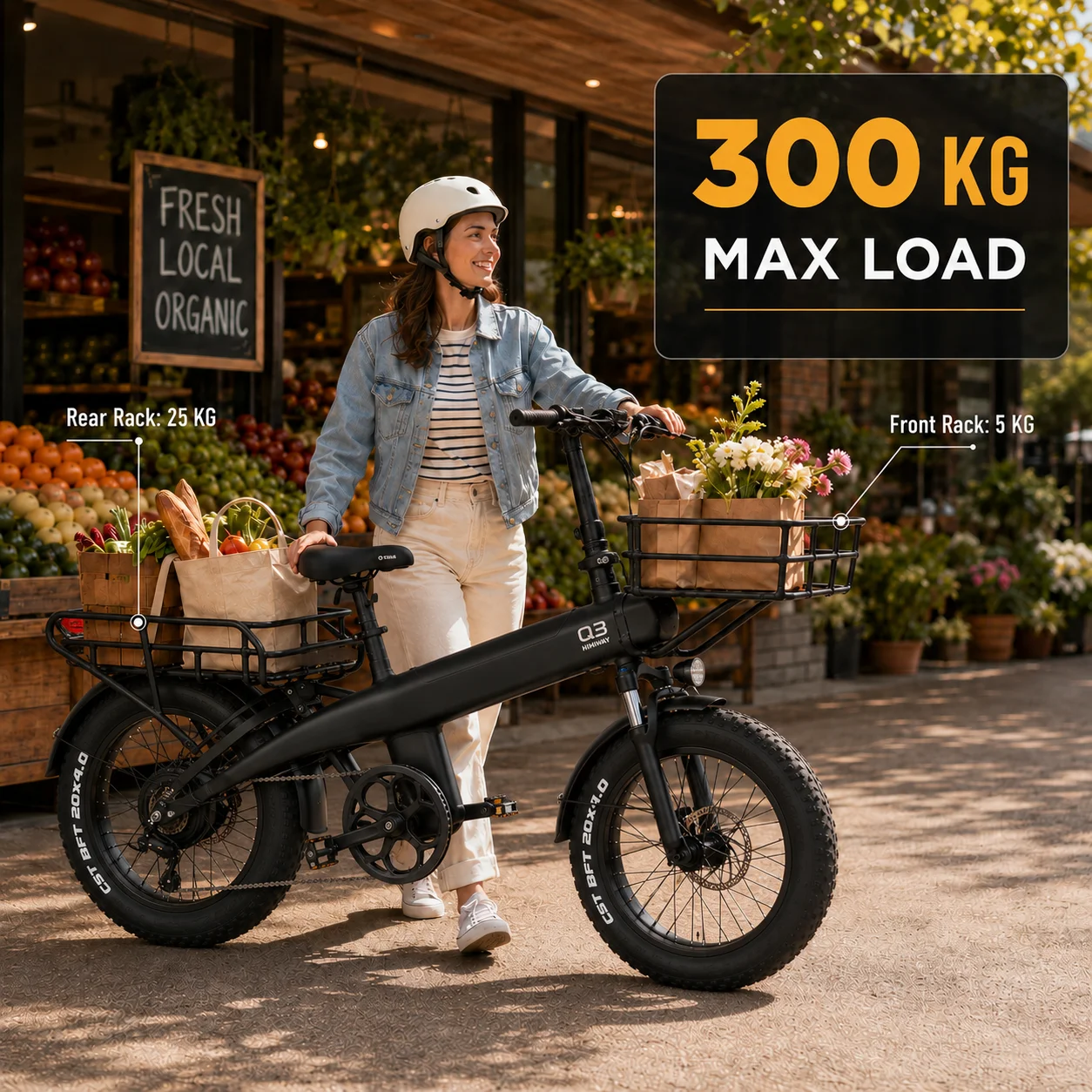 Vélo Électrique Adulte HX Q3 - Puissance 250W et Pneus Larges 20x4 Pouces