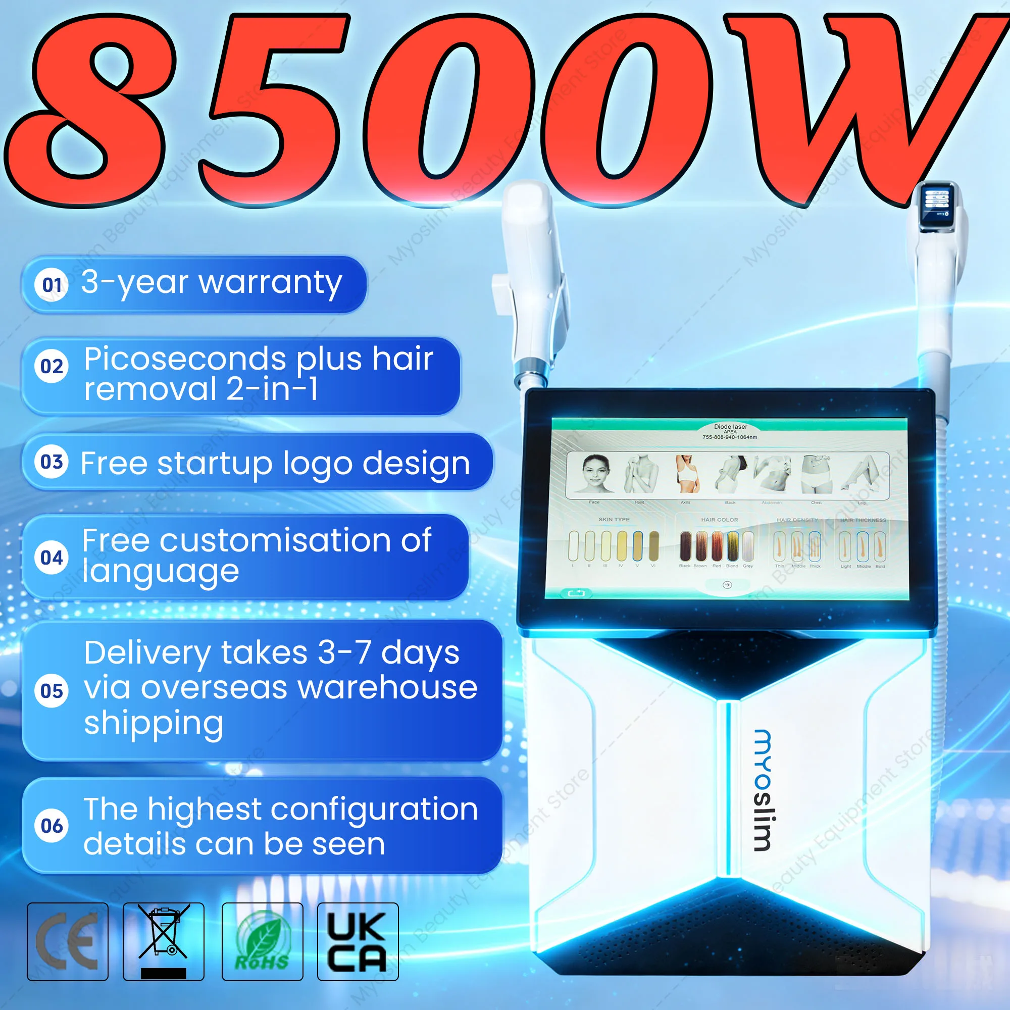 Appareil d'épilation laser professionnel Soprano 2-en-1 808nm Picoseconde et ND YAG