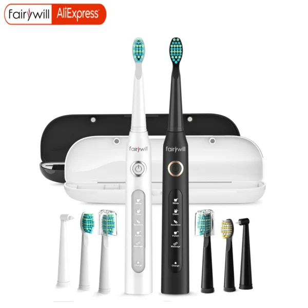 Brosse à dents électrique sonique Fairywill FW-D7 avec étui et têtes de rechange