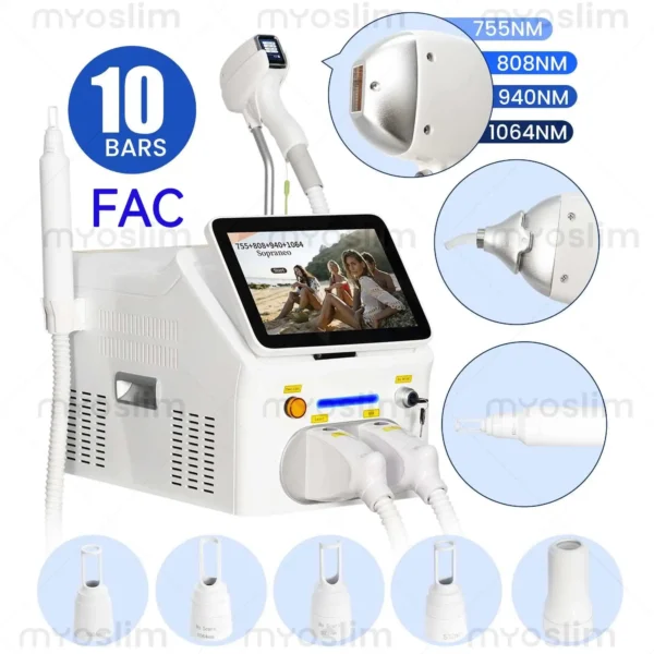 Machine d'épilation laser à diode 2 en 1 et détatouage picoseconde professionnelle 5000W