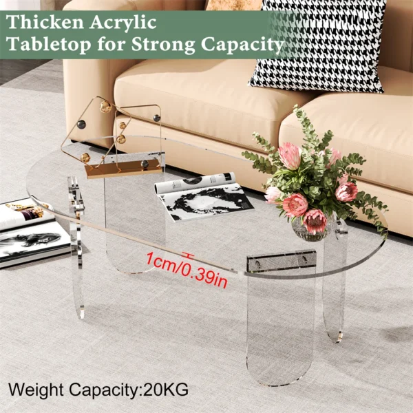 Table Basse Ovale Transparente en Acrylique au Design Moderne