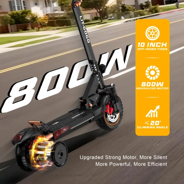 Trottinette Électrique Adulte 800W - Pneus 10 Pouces Tout-Terrain et Autonomie 45 km vue 2