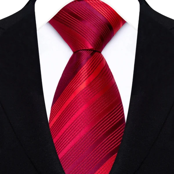 Cravate de mariage classique rouge - Rayures Jacquard et motif cachemire 8 cm vue 2