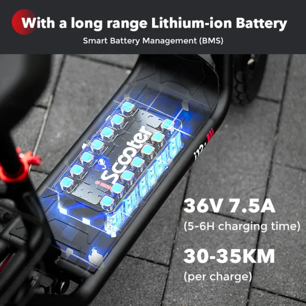 Trottinette Électrique i12 IScooter avec Siège, Panier et Roues de 12 Pouces - 500W vue 2