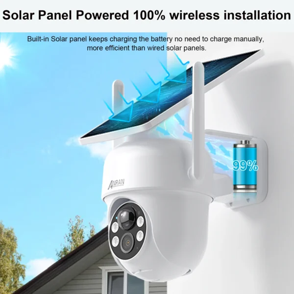 Caméra de Sécurité Solaire Extérieure WiFi ANRAN - Vision Nocturne Couleur & Détection PIR vue 2