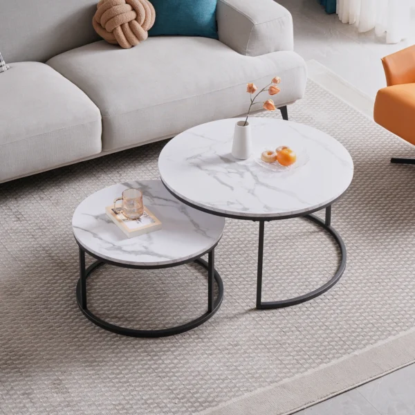 Ensemble de deux tables basses gigognes EGOONM effet marbre vue 2