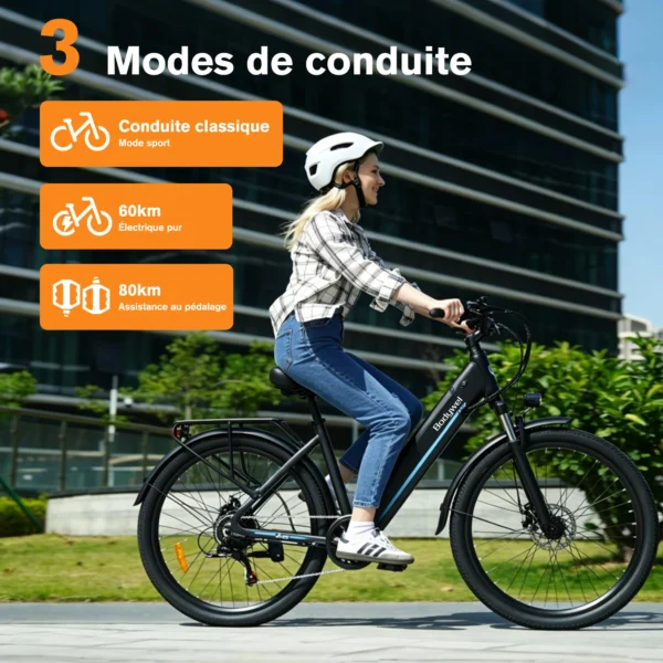 Vélo électrique urbain Bodywel A26 250W - Autonomie 60km et cadre bas vue 2